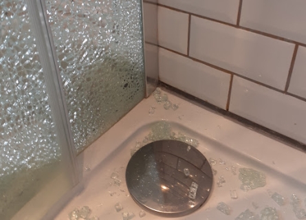 Sometimes glass shower screens can break for no obvious reason...