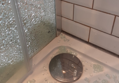 Sometimes glass shower screens can break for no obvious reason...