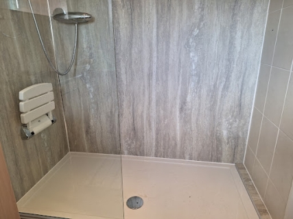 This shower was upgraded to a walk in version for a customer...