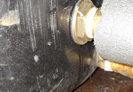 This cold water storage tank started to split causing a leak...