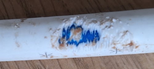 This hot water pipe was leaking behind a customers dishwasher...